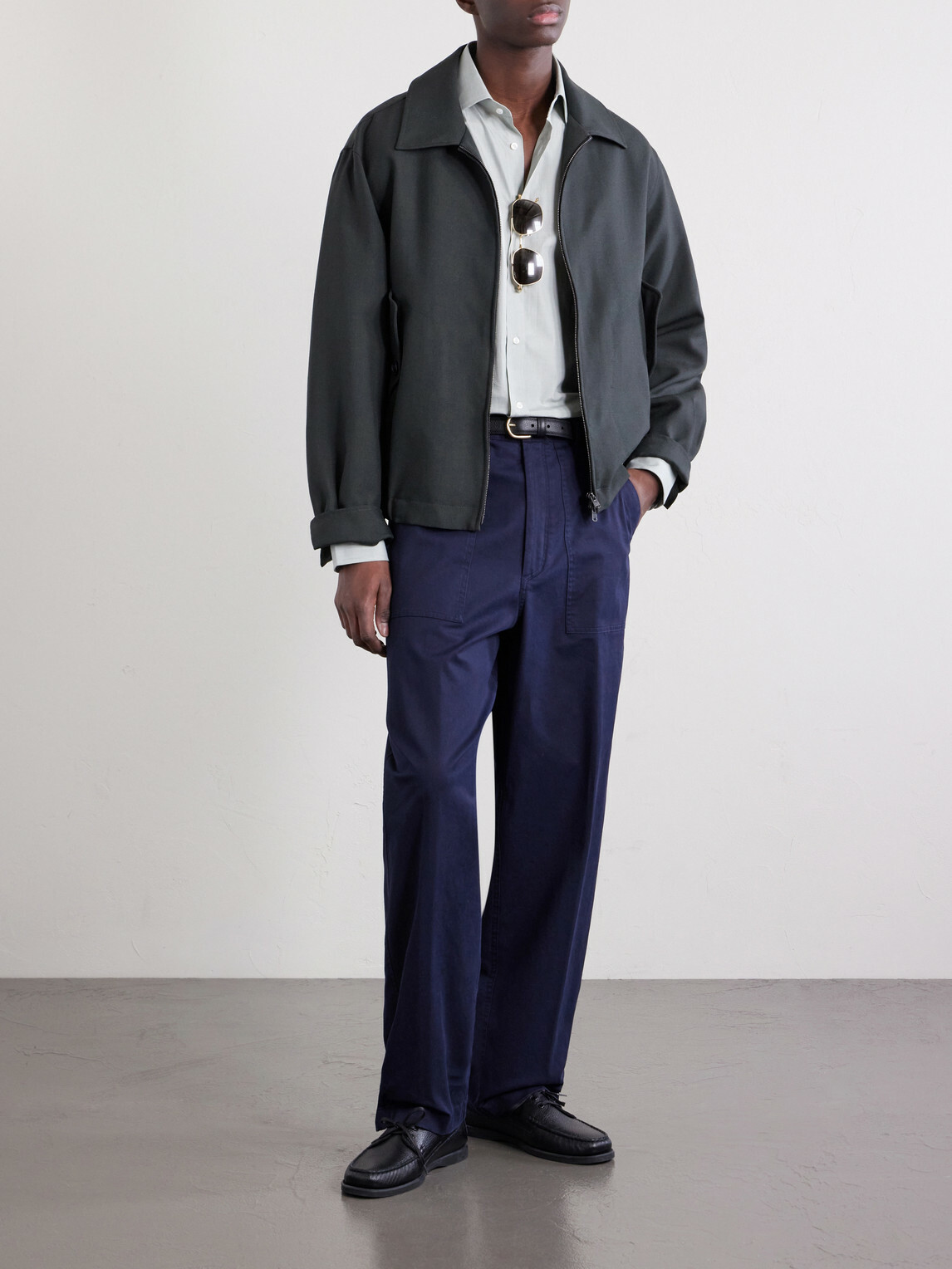 Ralph Lauren Purple label - Straight-Leg Cotton-Blend Twill Trousers - Blue