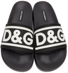 Dolce & Gabbana Black Beachwear Logo Slides