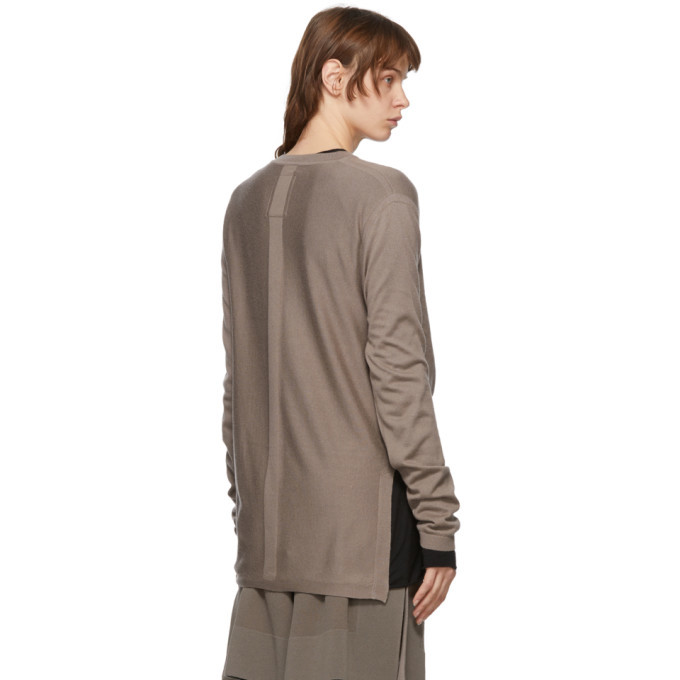 Rick Owens Taupe Moncler Edition Cashmere Drapefront Sweater Rick