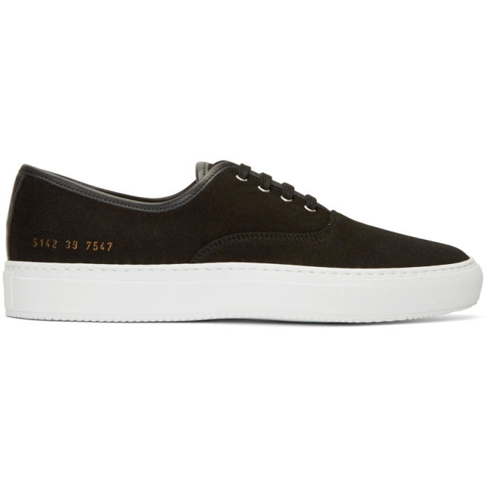 Photo: Common Projects Black Canvas Tournament Four Hole Sneakers