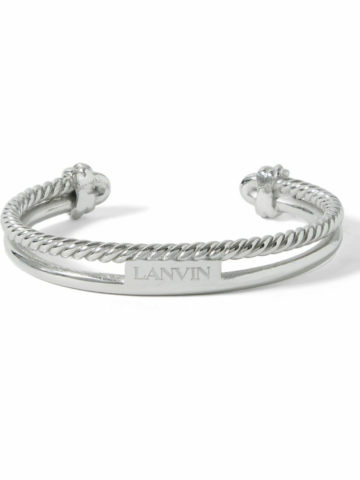 Photo: Lanvin - Logo-Engraved Silver-Tone Cuff