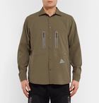 And Wander - Reflective-Trimmed Shell and Mesh Shirt - Army green