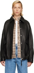 Róhe Black Grain Aviator Leather Jacket