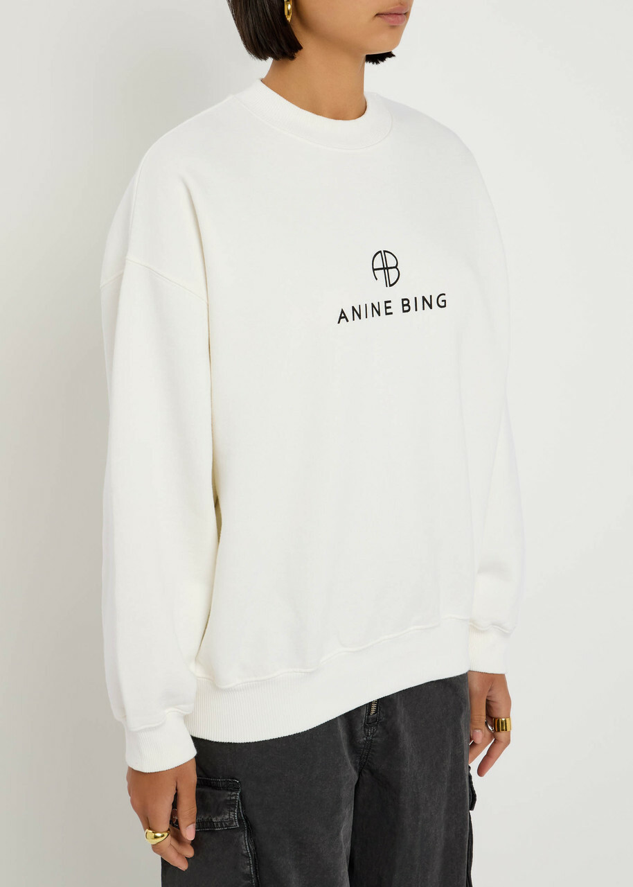 Anine Bing Jaci Logo Cotton-blend Sweatshirt White