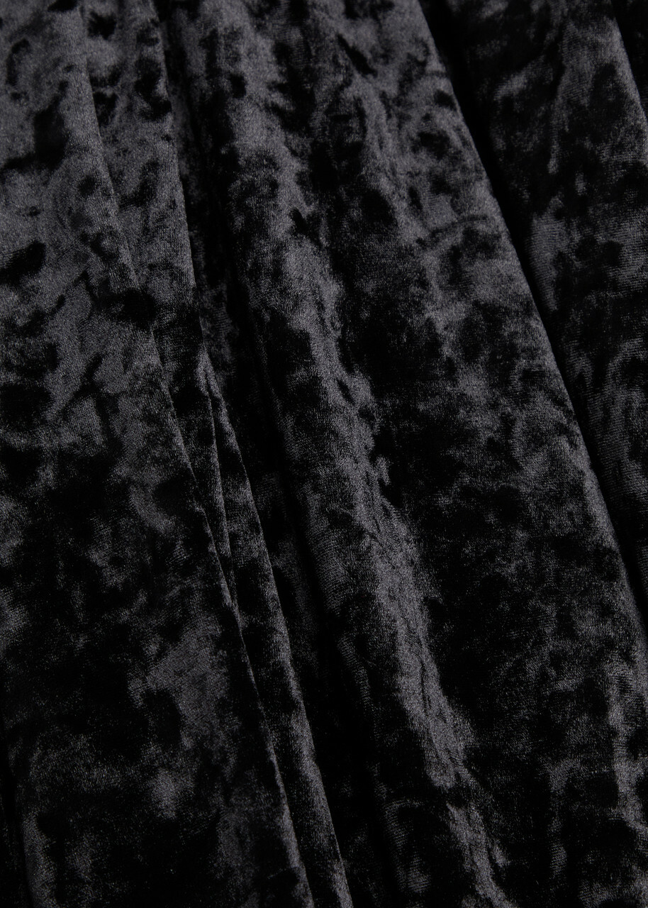 Ganni Ruched Asymmetric Velour Maxi Dress Black