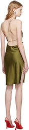 Atlein Khaki Cowl Neck Midi Dress