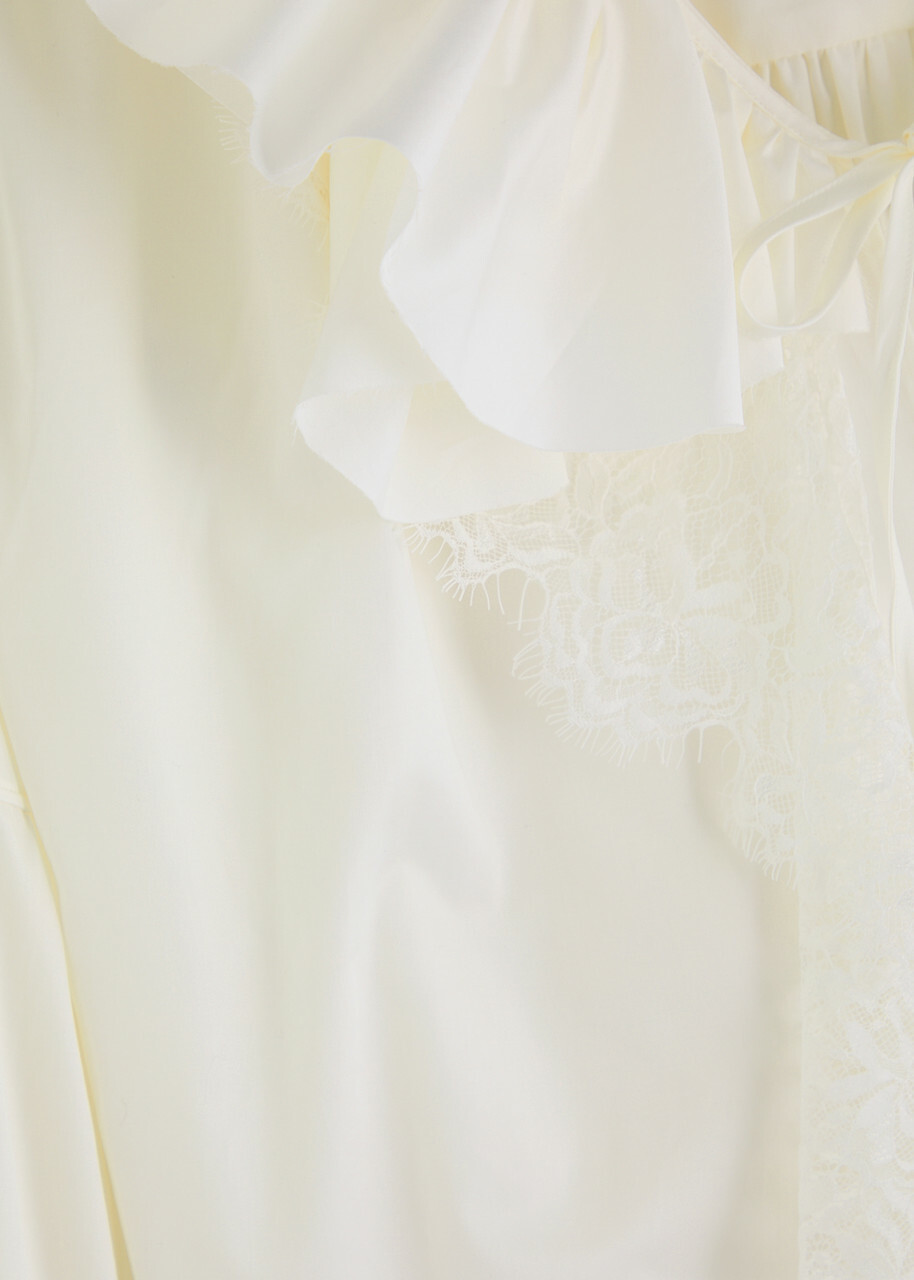 Marques' Almeida Ruffled Lace-trimmed Cotton Blouse White
