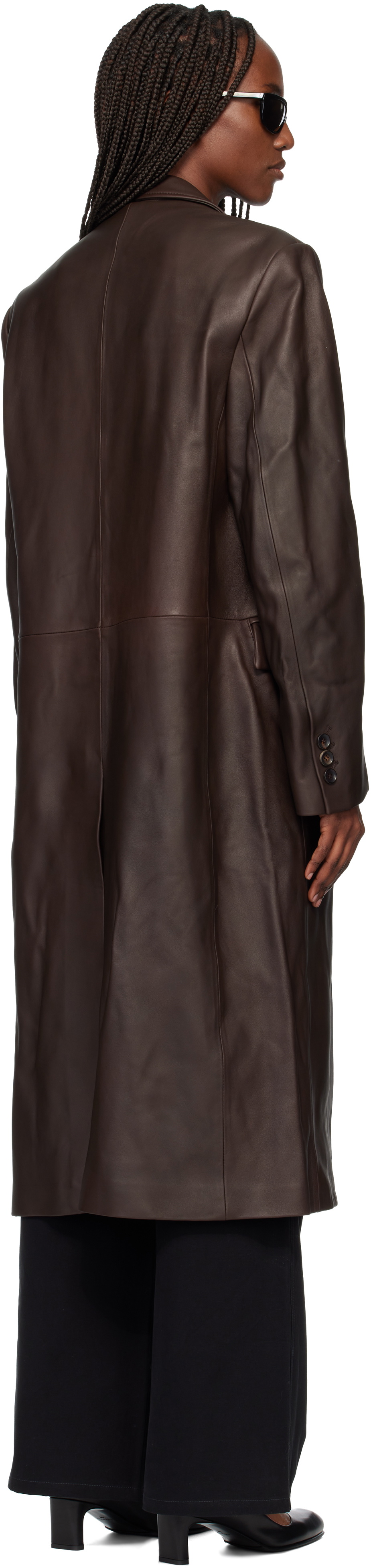 TONYWACK Brown Naked Single Lamb Leather Coat