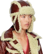 Anna Sui Brown Faux-Leather Curly Aviator Hat