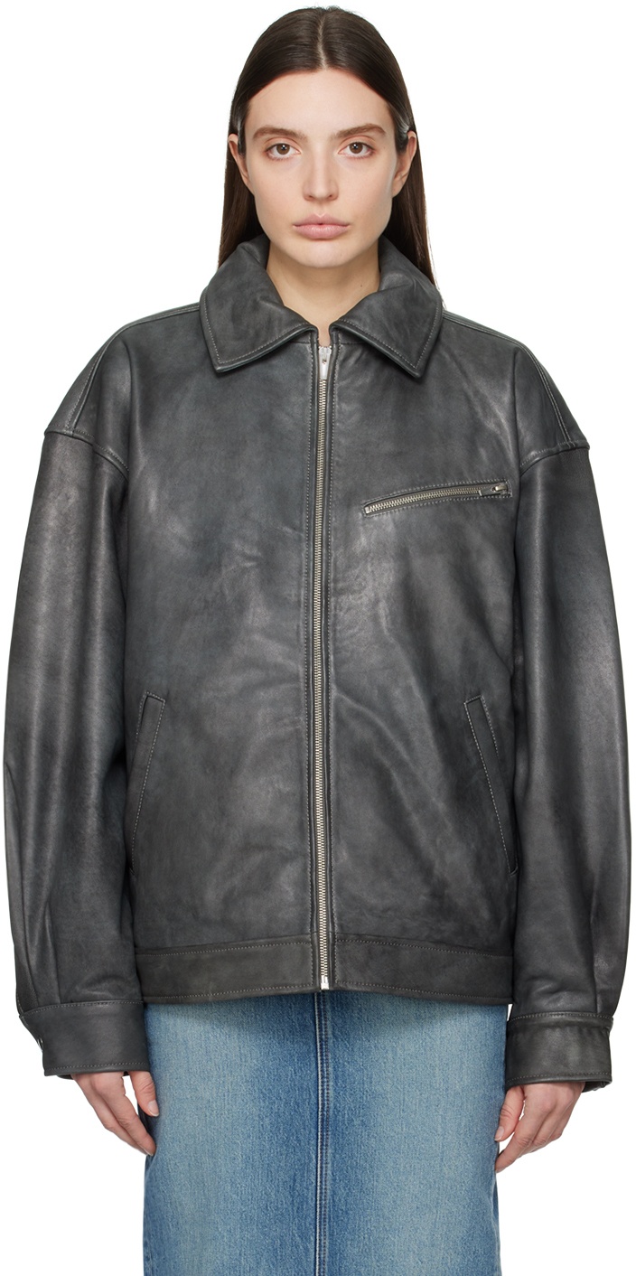 Reformation Gray Veda Marco Leather Jacket Reformation