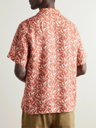 Frescobol Carioca - Roberto Camp-Collar Floral-Print Linen Shirt - Orange