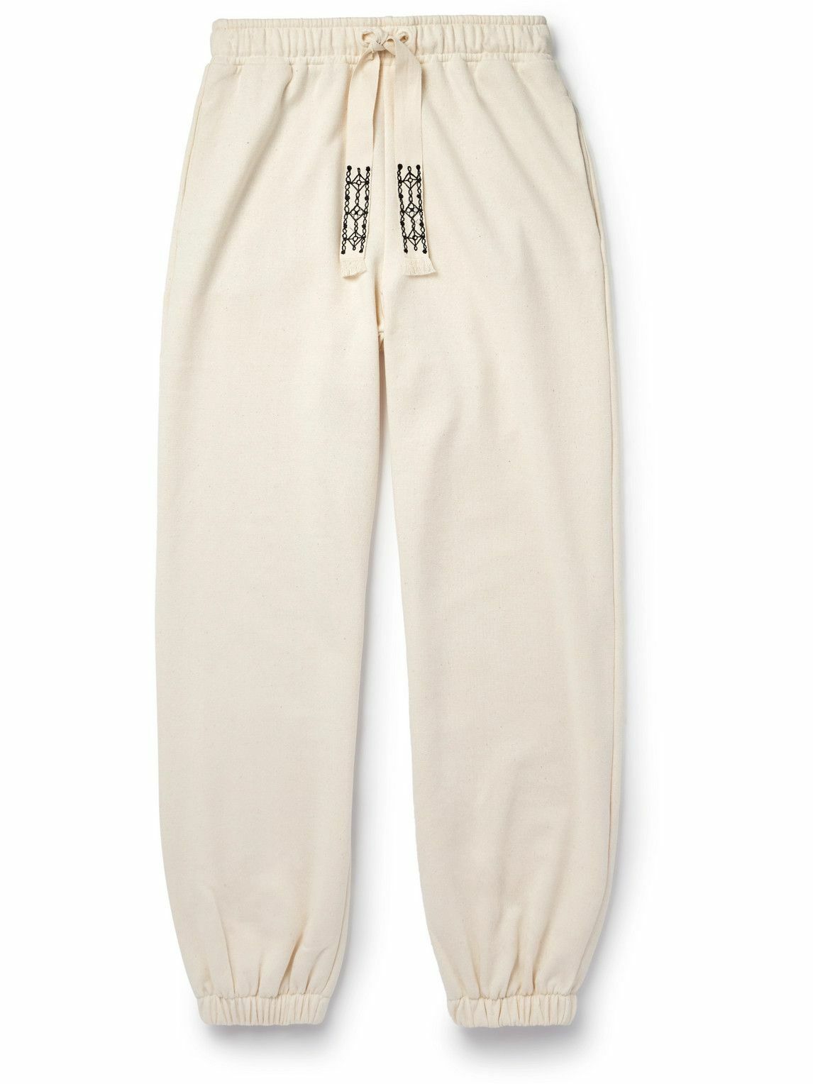 Alanui - Akasha Tapered Embroidered Cotton-Jersey Sweatpants - Neutrals