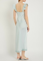 Loveshackfancy Karmine Lace-trim Satin Midi Dress Light Blue 2