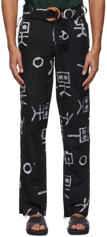 Photo: Bloke Black Hand-Dyed Graphic Trousers