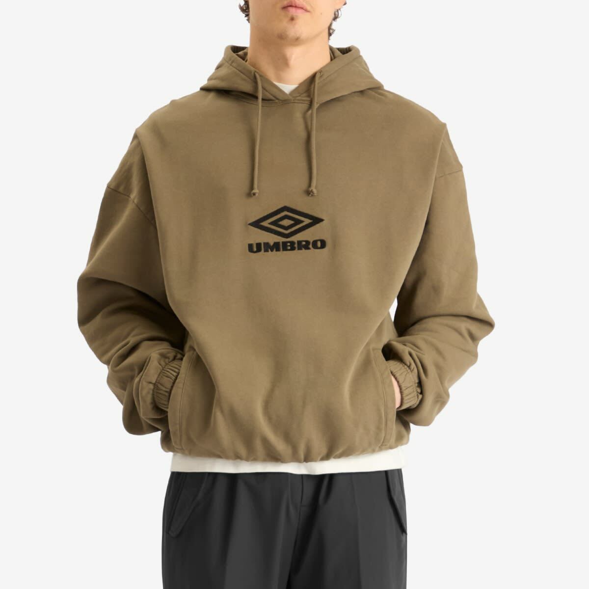 Umbro by Slam Jam Men's OG Logo Mask Hoodie in Army Green