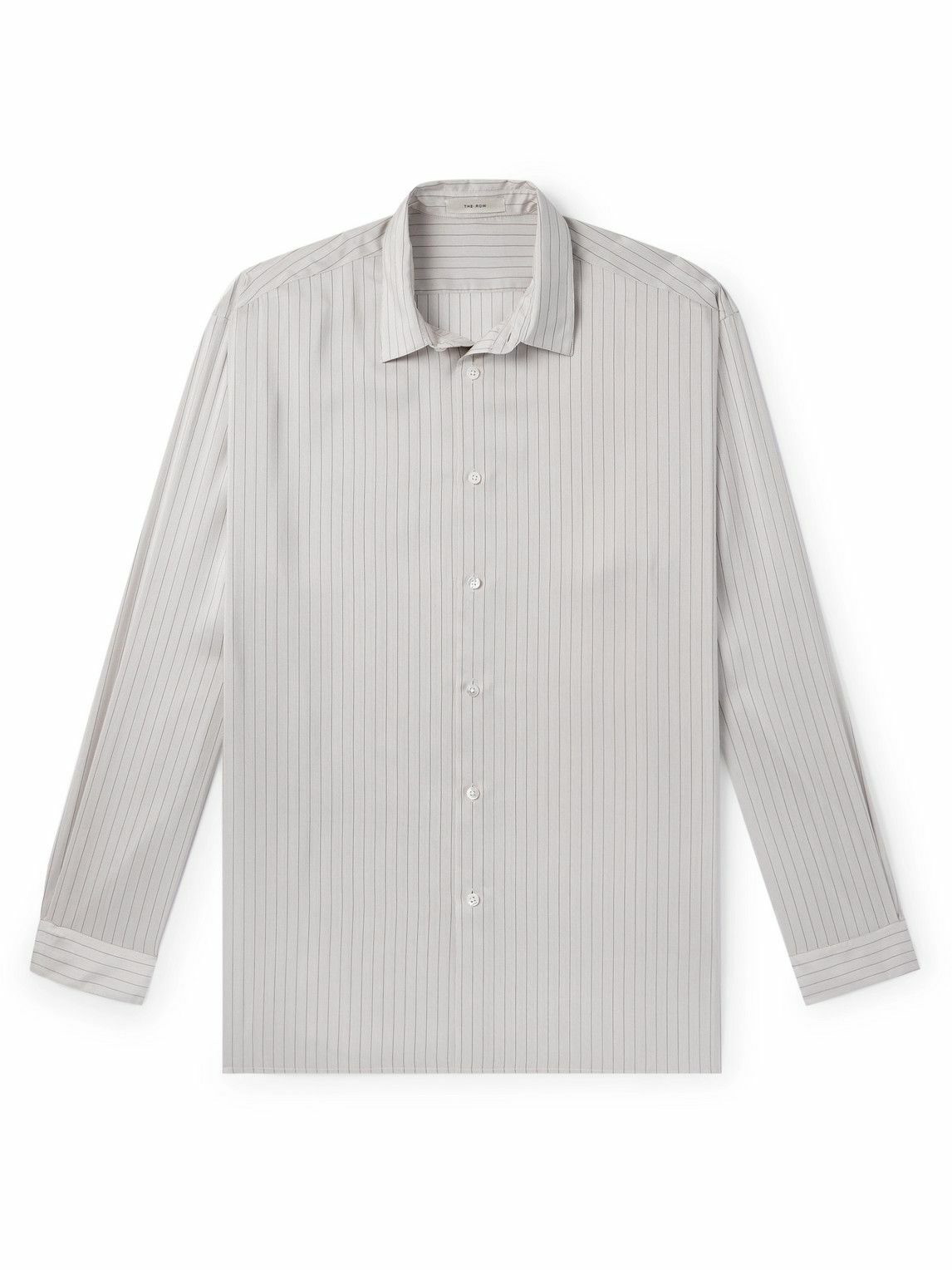 Photo: The Row - Albie Striped Silk Shirt - Gray