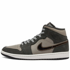 Air Jordan Men's 1 Mid SE Sneakers in Night Stadium/Black Flat Pewter