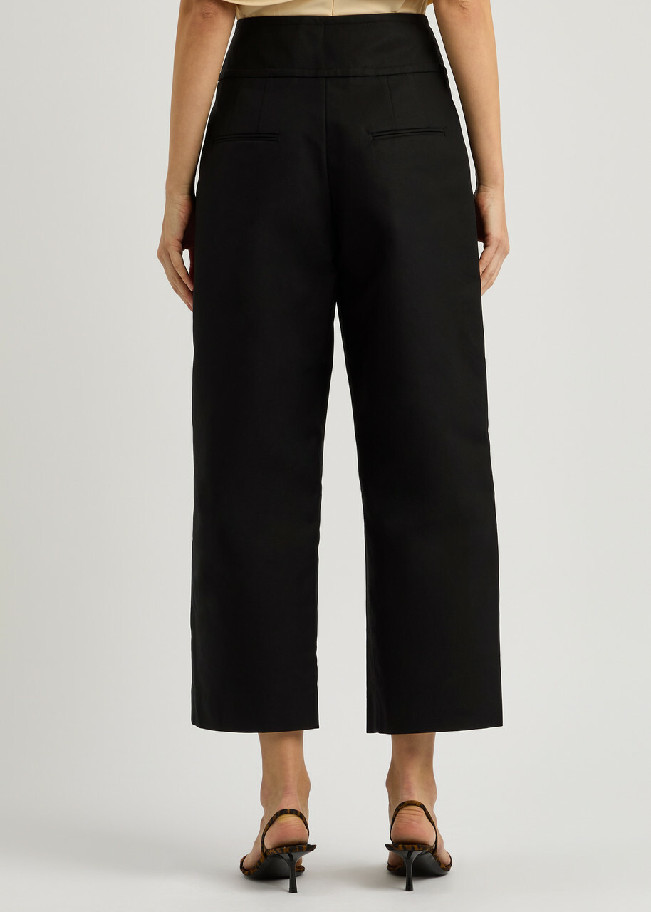 Esse Studios Juna Cropped Wide-leg Cotton Trousers Black