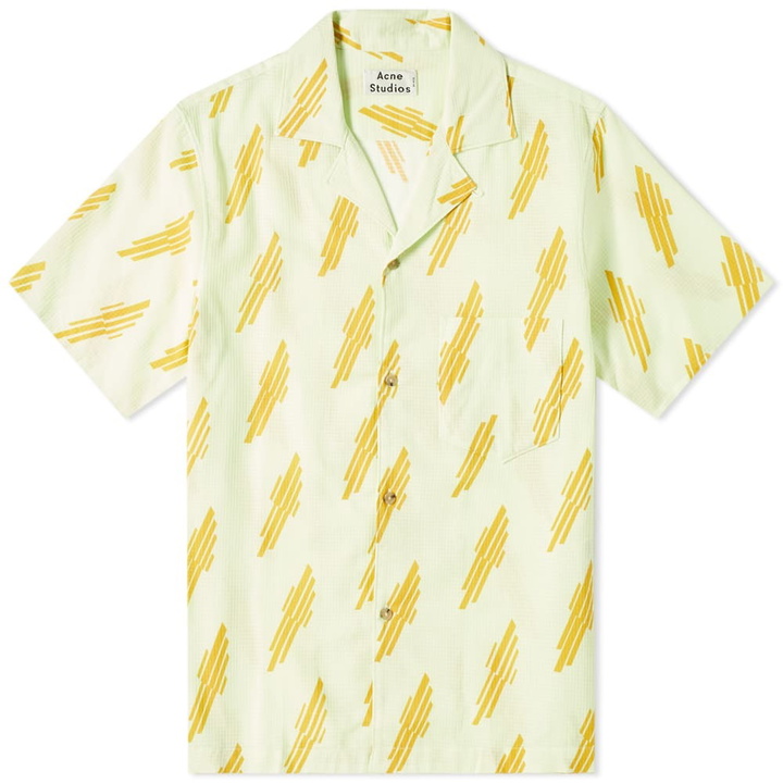 Photo: Acne Studios Simon Diagonal Vacation Shirt Mint Green & Sunflower Yellow