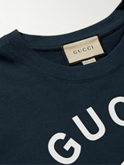 GUCCI - Printed Cotton-Jersey T-Shirt - Blue