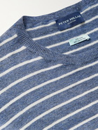 PETER MILLAR - Slim-Fit Striped Mélange Linen and Merino Wool-Blend Sweater - Blue - S