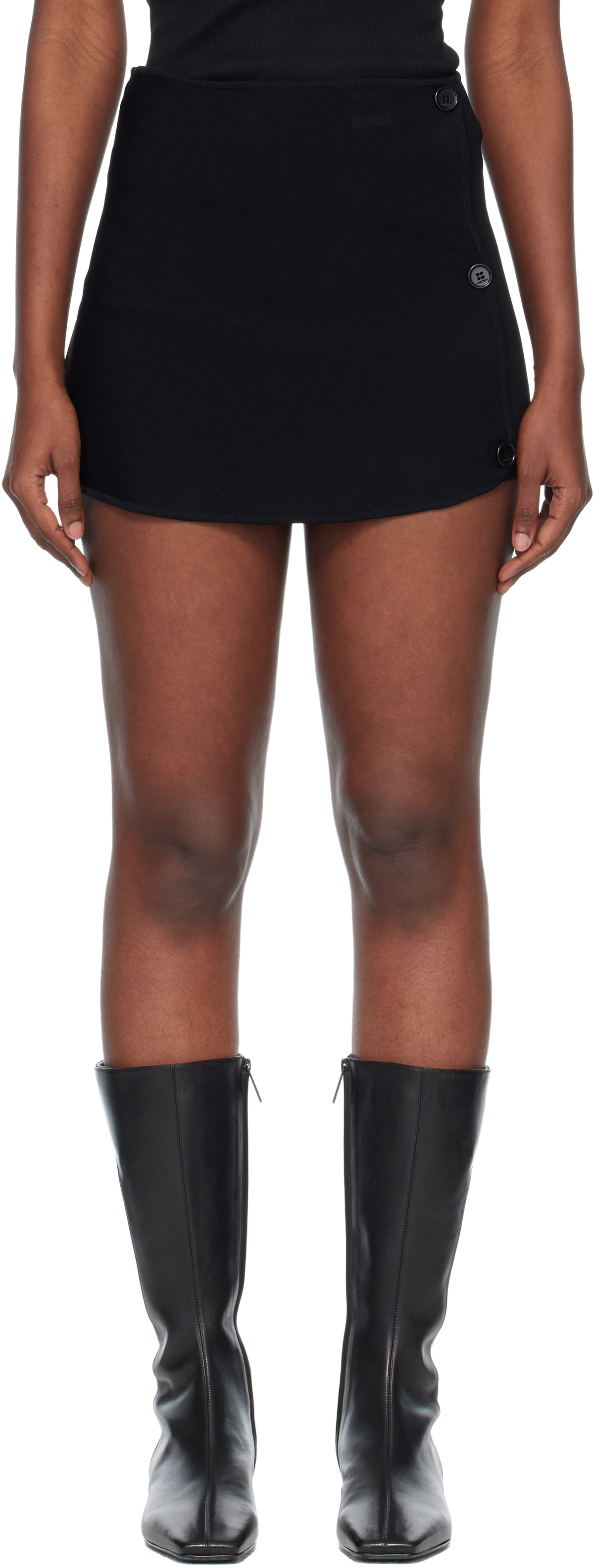 Courrèges Black Oblique Buttoned Knit Mini Skort