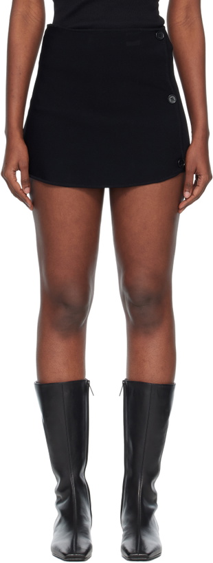 Photo: Courrèges Black Oblique Buttoned Knit Mini Skort