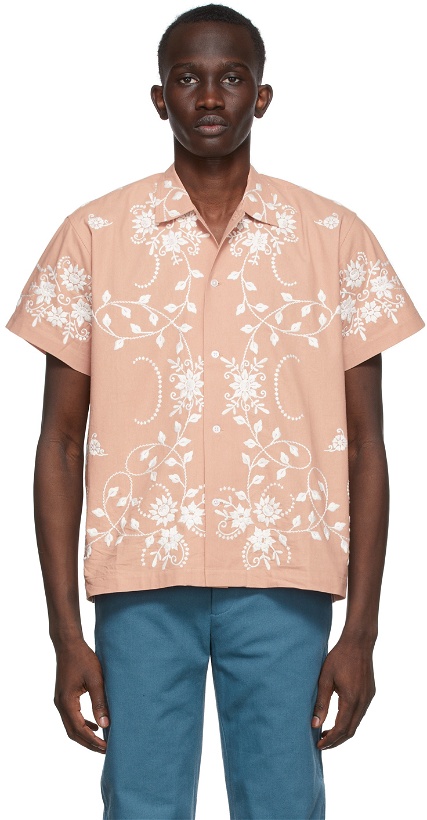 Photo: Bode SSENSE Exclusive Brown Heirloom Floral Short Sleeve Shirt