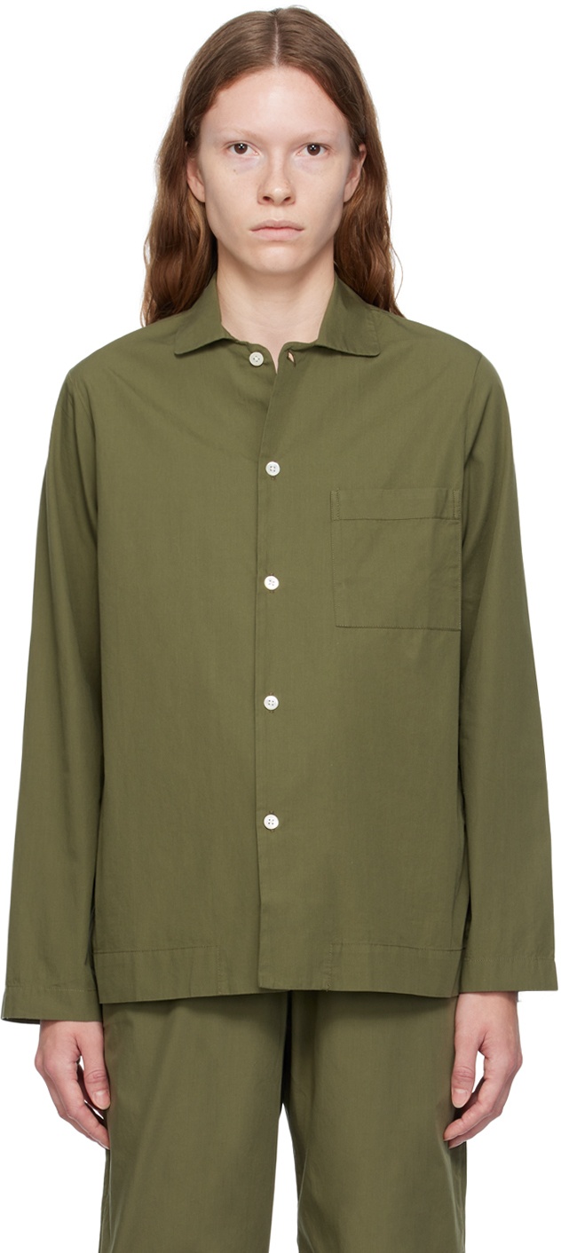 Tekla Green Button Pyjama Shirt Tekla Fabrics