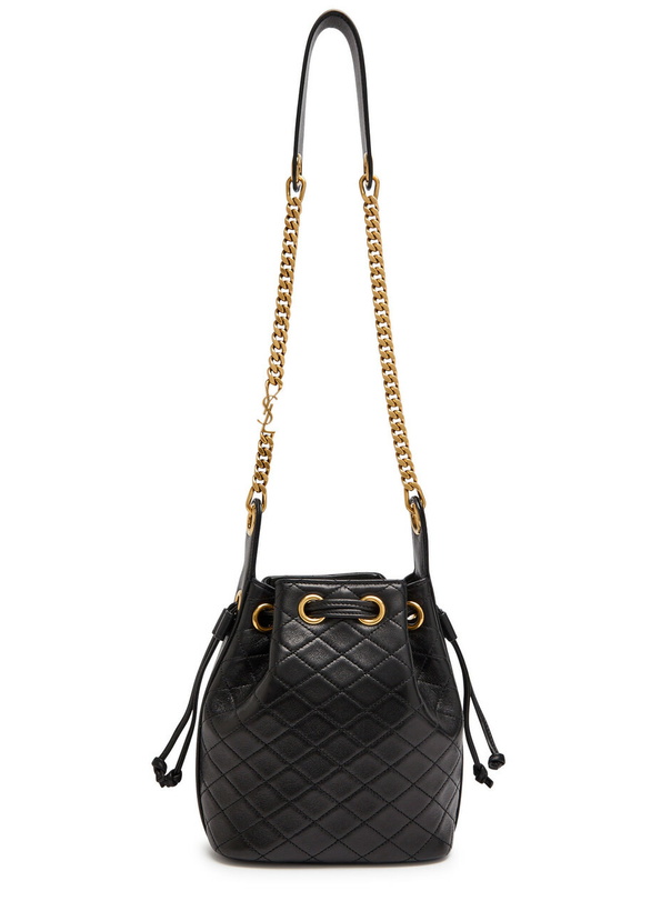 Photo: Saint Laurent Bo Chain Quilted Leather Bucket bag - Black - One Size