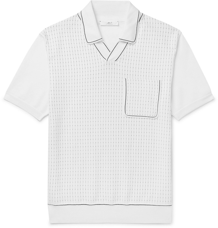 Photo: Mr P. - Contrast-Tipped Cotton-Jacquard Polo Shirt - White