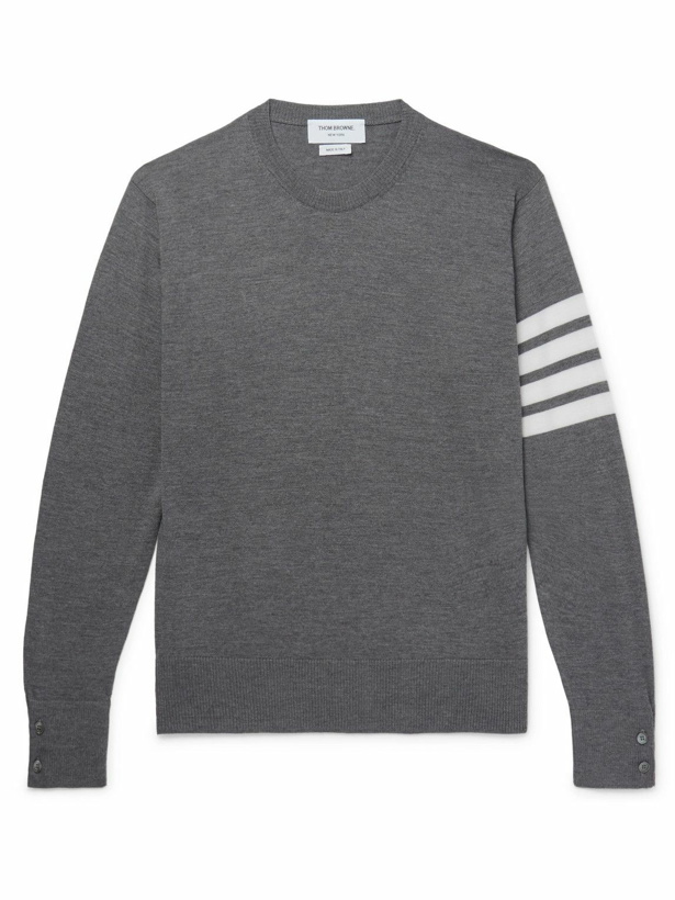 Photo: Thom Browne - Striped Merino Wool Sweater - Gray