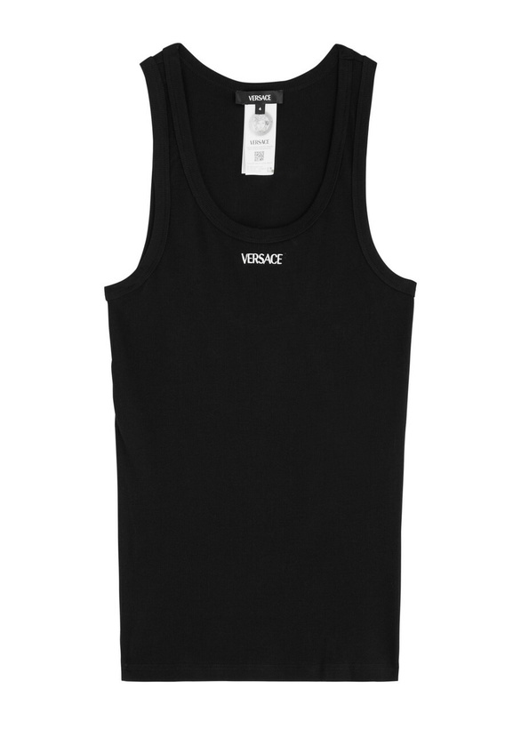 Photo: Versace Logo-embroidered Stretch-cotton Vest Black