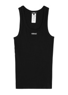 Versace Logo-embroidered Stretch-cotton Vest Black