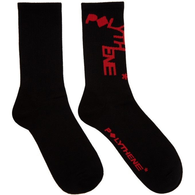 Photo: Polythene* Optics Black and Red Zig Zag Logo Socks
