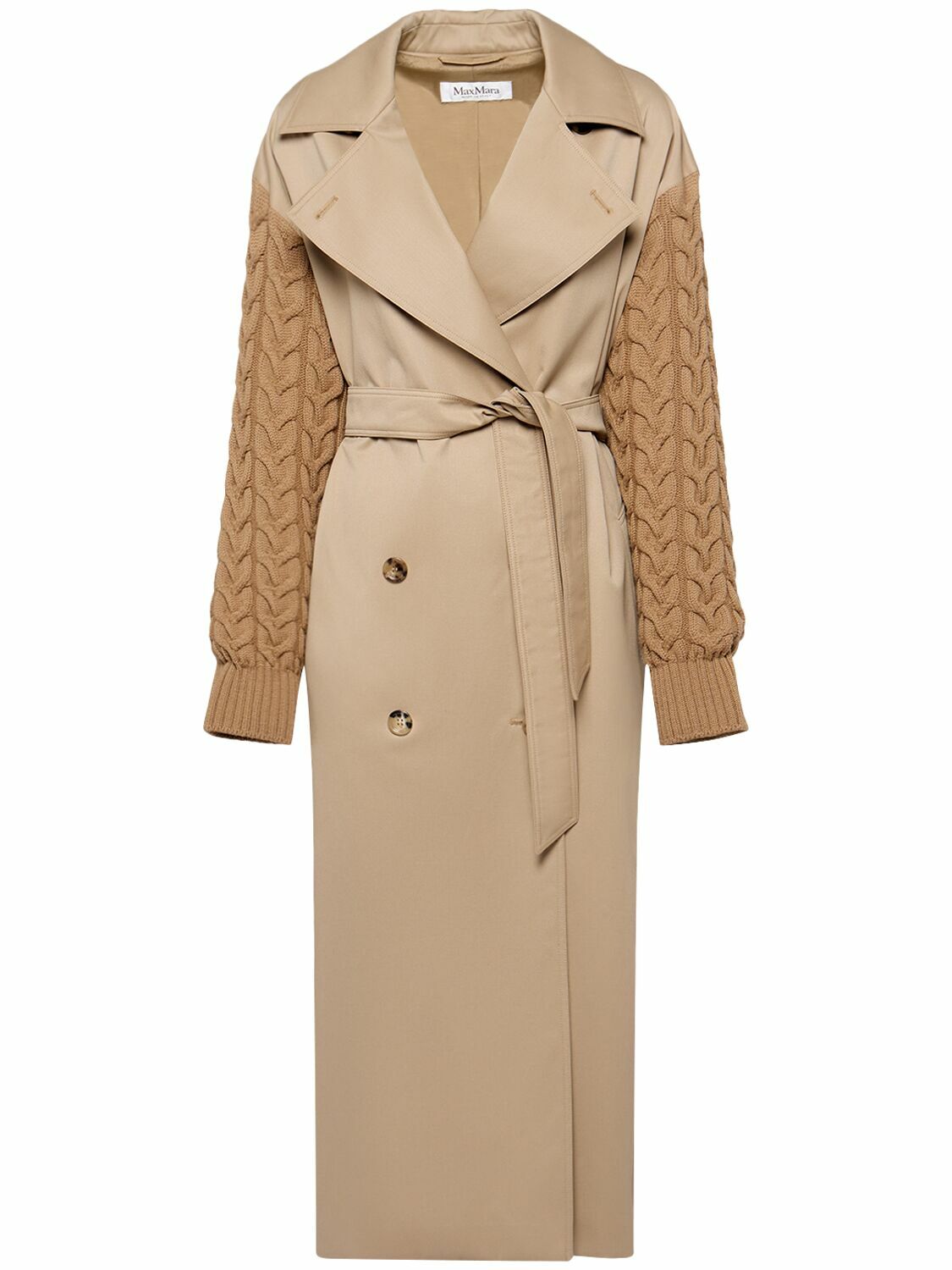 MAX MARA Cicladi Wool Knit & Cotton Long Coat Max Mara