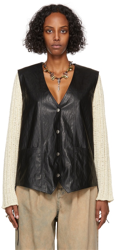 Photo: TheOpen Product Black Faux-Leather Lace-Up Vest