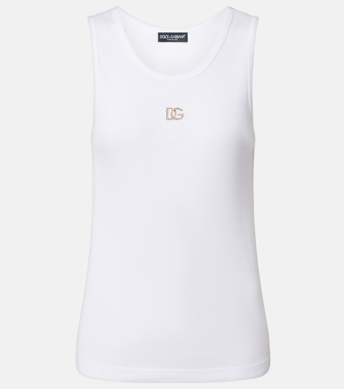 Dolce&Gabbana DG embellished ribbed-knit cotton tank top