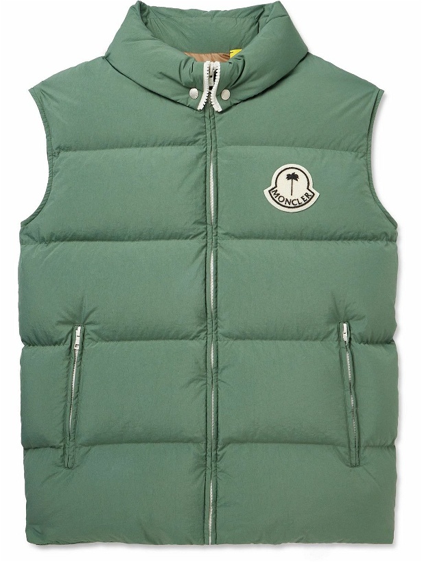 Photo: Moncler Genius - Palm Angels Rodmar Logo-Appliquéd Quilted Shell Down Gilet - Green