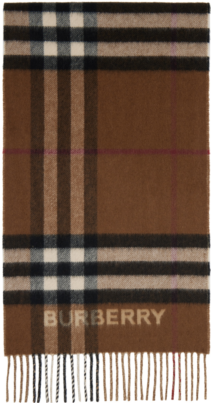 Burberry Beige & Brown Contrast Check Scarf Burberry