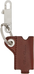 Rick Owens Burgundy & Silver Mini Lighter Holder Keychain