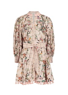 Alice + Olivia Lucy Floral-print Stretch-cotton Mini Shirt Dress Pink