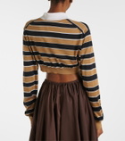 Prada Striped cropped silk polo shirt