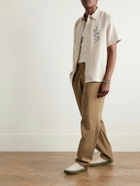 De Bonne Facture - Straight-Leg Pleated Cotton-Twill Trousers - Brown