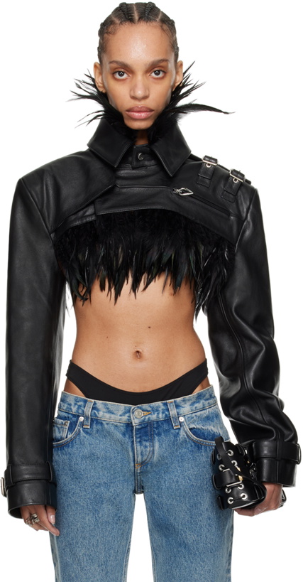 Photo: Jean Paul Gaultier Black Shayne Oliver Edition 'The Cropped' Leather Jacket