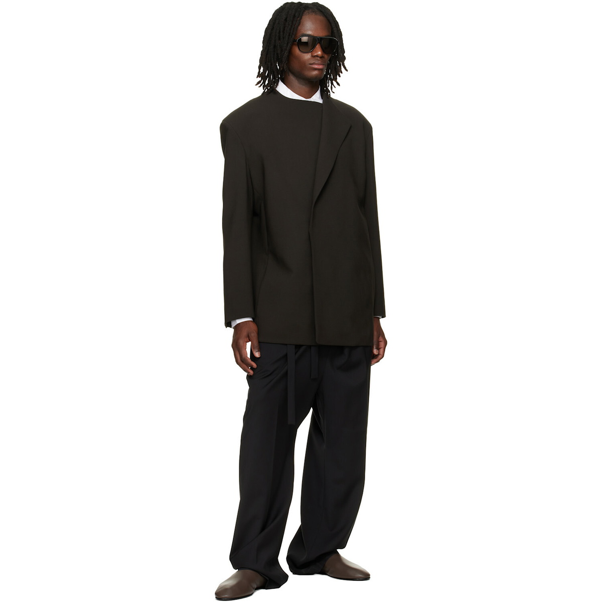 Fear of God Brown Double Weave Wool Crewneck Blazer