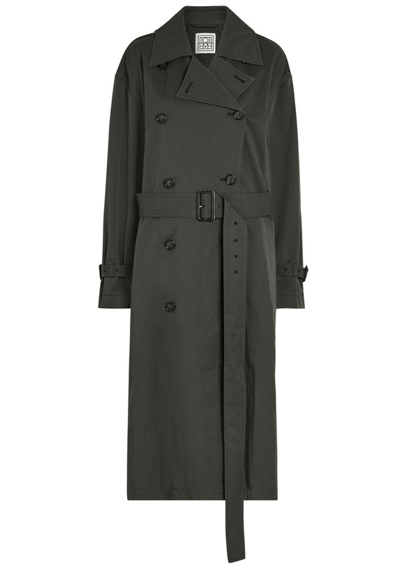 Photo: Toteme Double-breasted Belted Cotton-blend Trench Coat Black