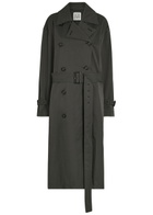 Toteme Double-breasted Belted Cotton-blend Trench Coat Black