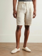 Boglioli - Straight-Leg Pleated Linen Shorts - Neutrals