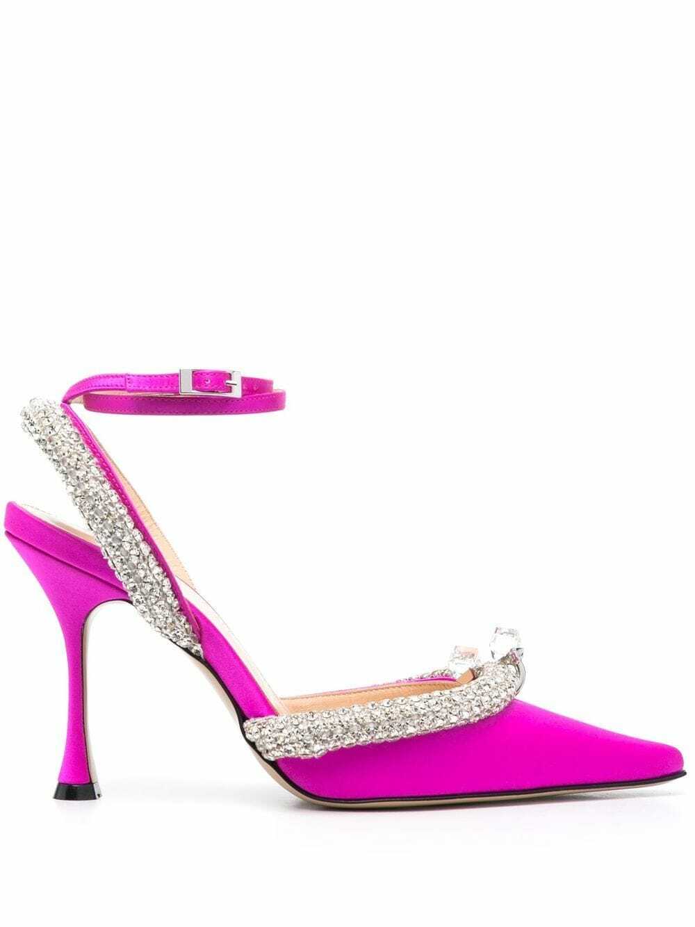 MACH & MACH - Crystal-embellished Satin Slingback Pumps MACH & MACH